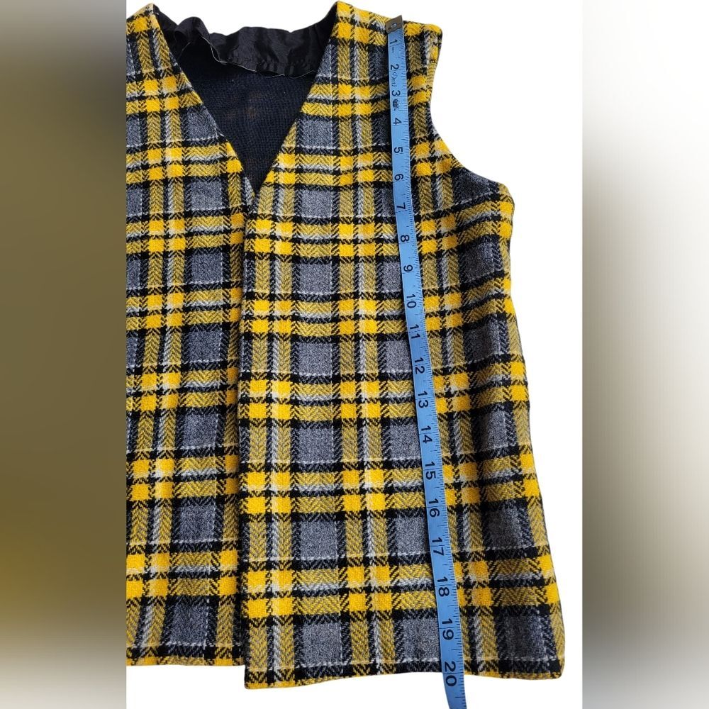1960s Vintage Handmade Plaid Vest & Mini Skirt Set XS Mod Punk Two Piece - Picture 6 of 16